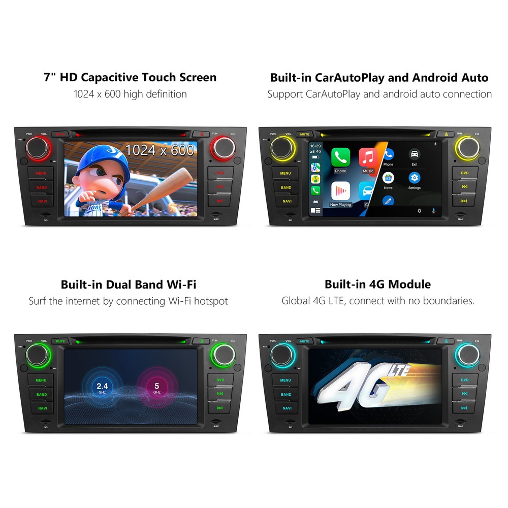 DVR+7" Android 13 8-Core Car Radio DVD Stereo GPS DSP For BMW E90 E91 E92 E93 M3