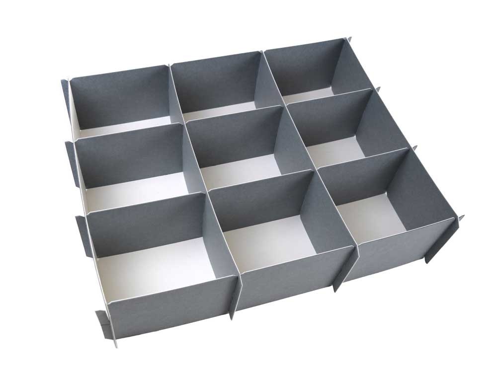 Gray 9-Compartment Object Storage Kit 16-1/2 x 20-1/2 x 5" Archival Box