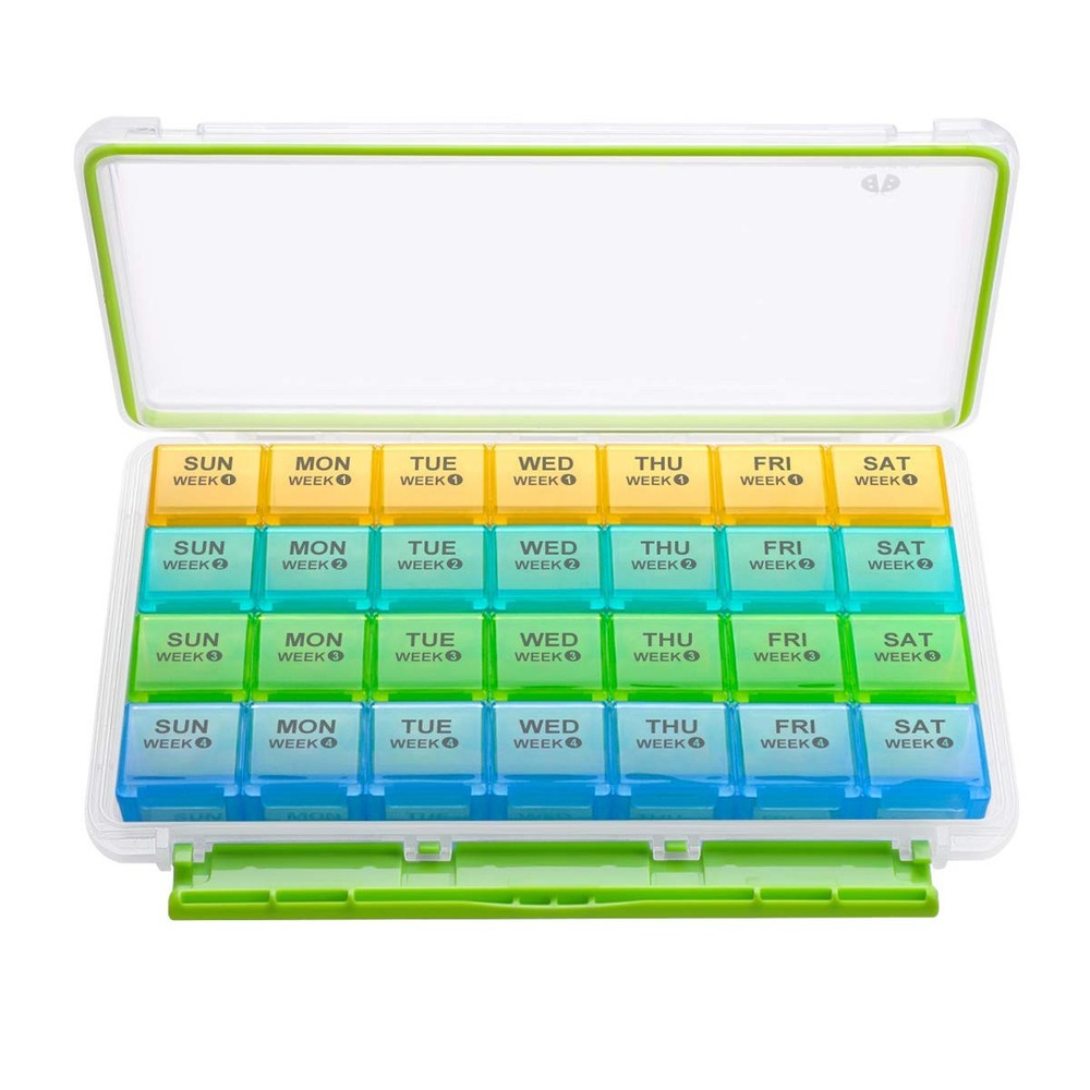 Monthly Pill Organizer, Moisture Proof 28 Days Pill Box with Removable Case Rows