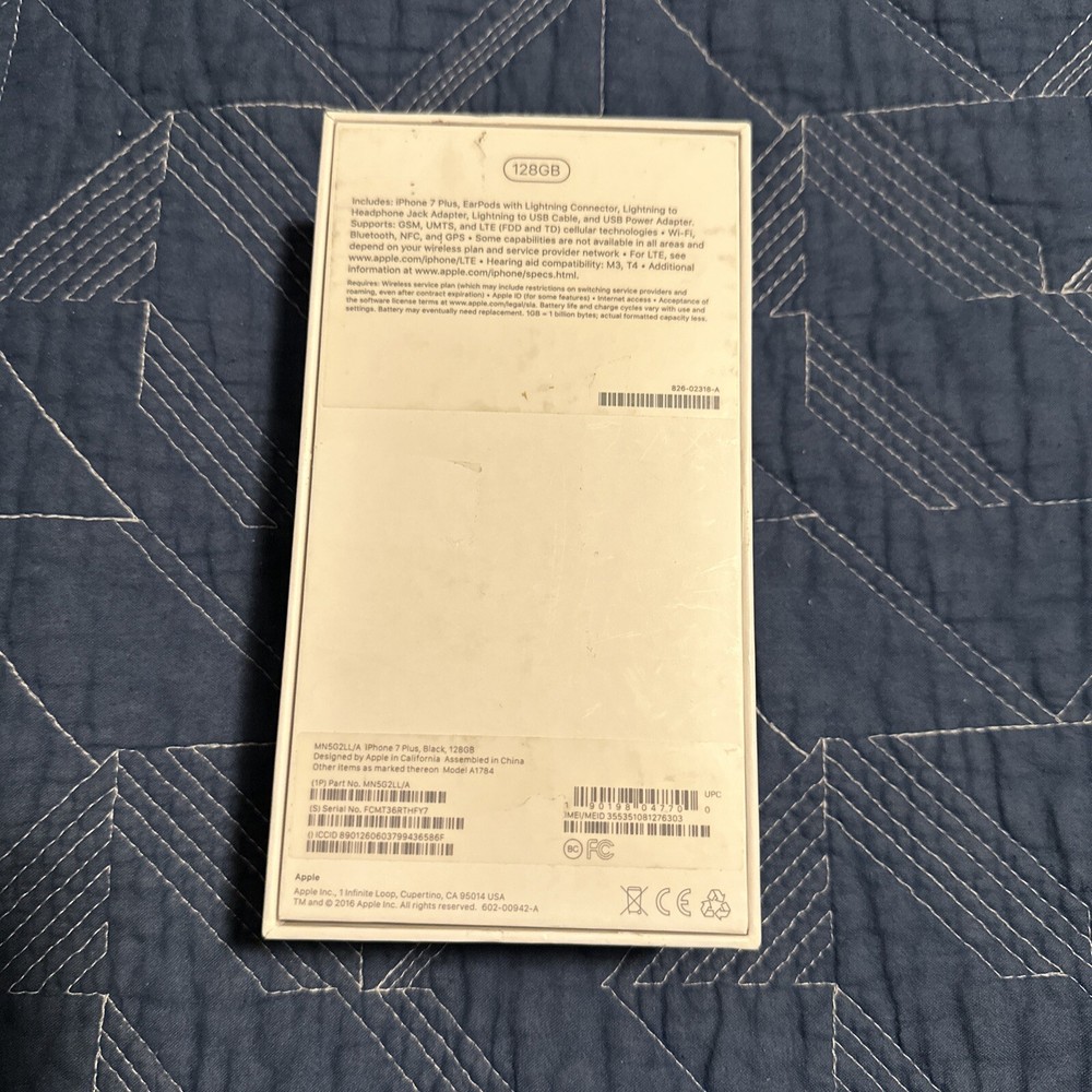 Apple iPhone 7 Plus Black 128GB BOX ONLY