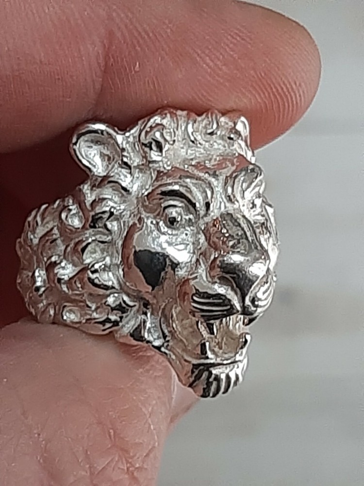 925 MENS SILVER RING SEAL LION SOLID HEAD