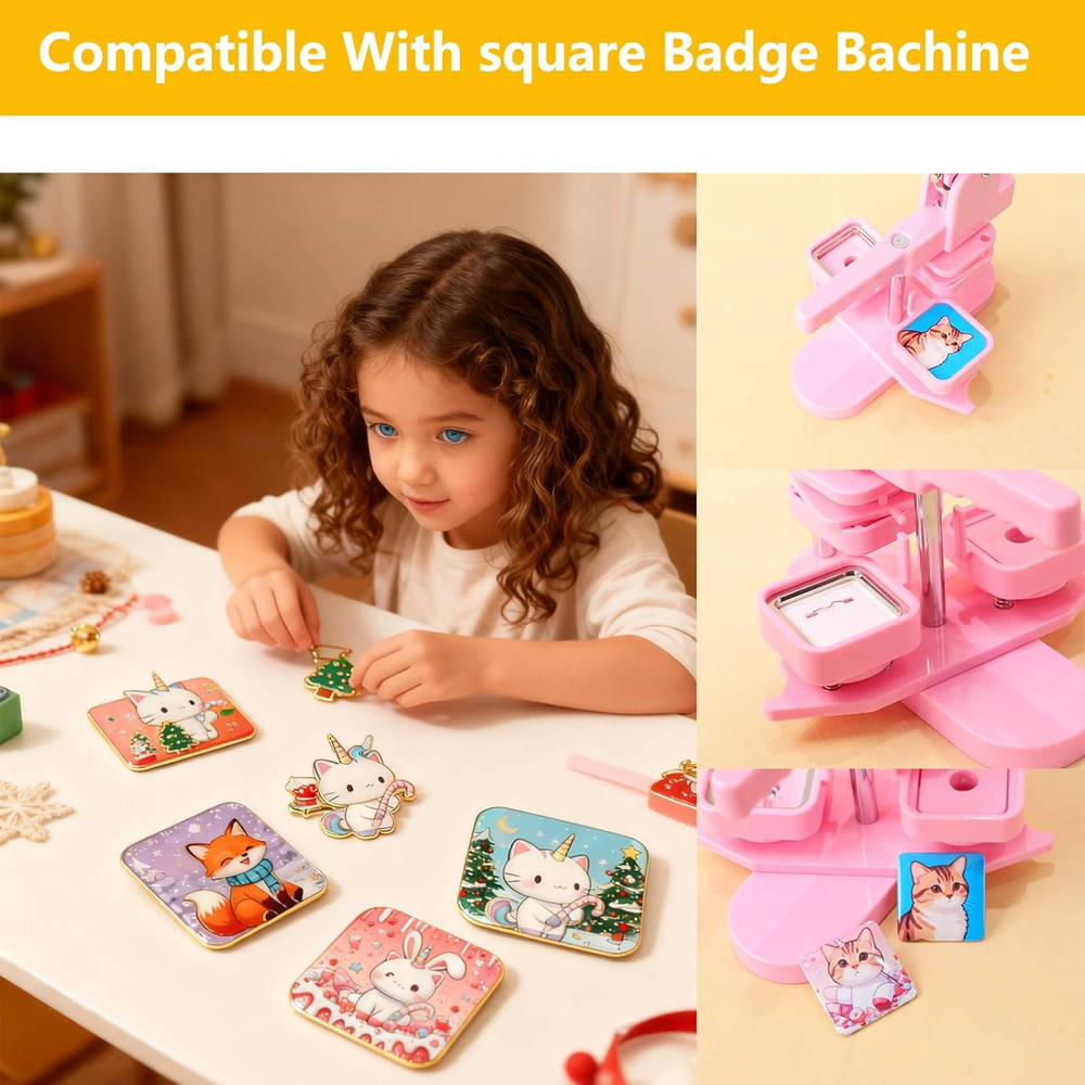 50Sets Square Button Parts for Square Button Maker Machine 2 * 2Inch(50 * 50Mm)