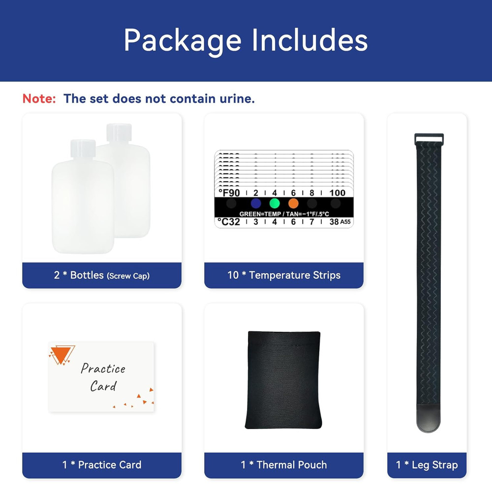 Urine Test Complete Kit - Smaller 3Oz Translucent Empty Bottle, Non-Falling and