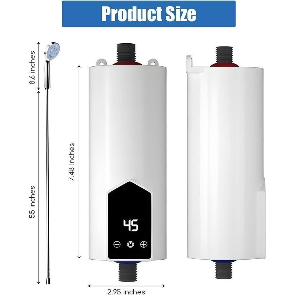 3500W Tankless Electric Shower Instant Bathroom Kitchen Caravan Hot Water Heater