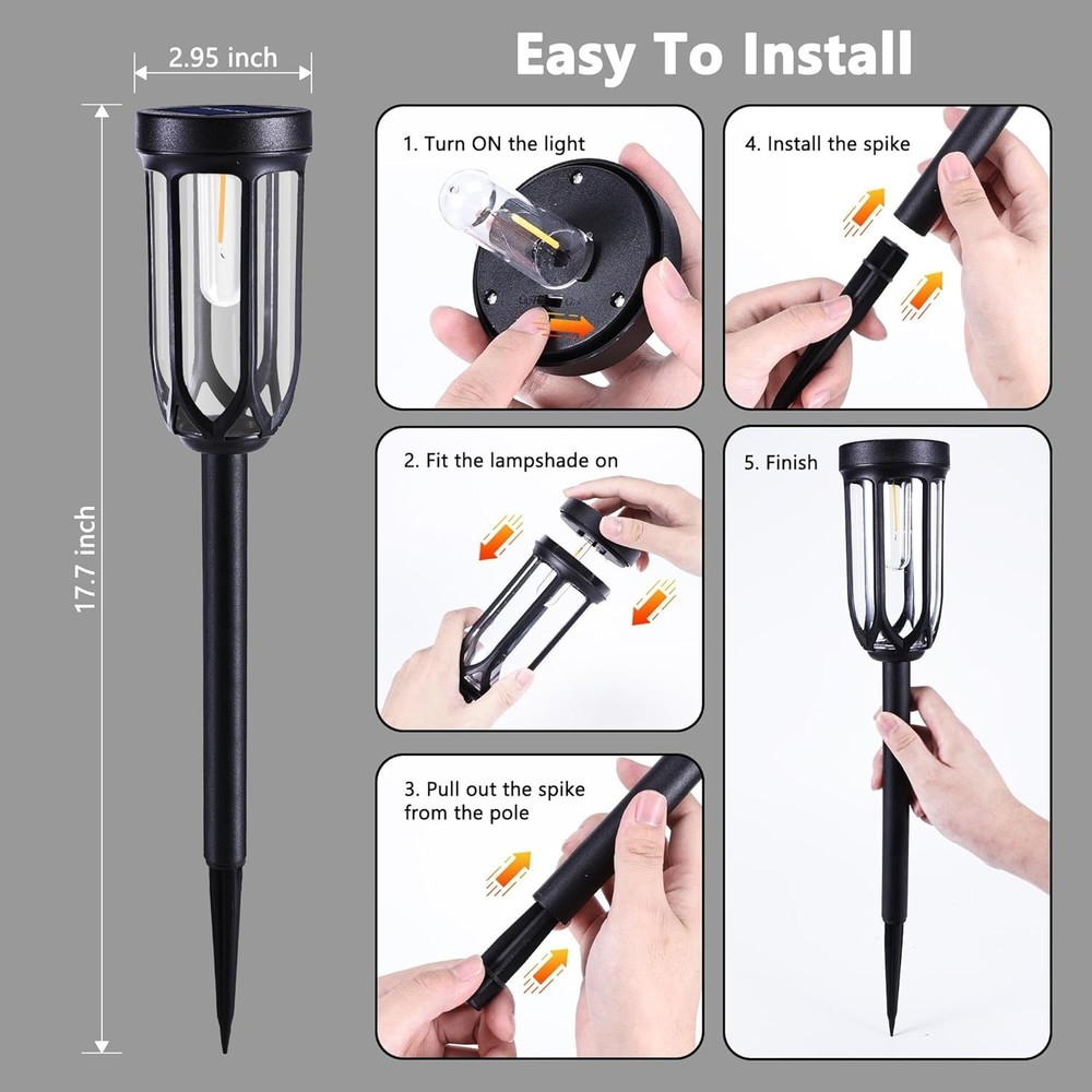 Solar Pathway Lights - 8 Pack Solar Lights Outdoor Waterproof, Bright LED Sol...