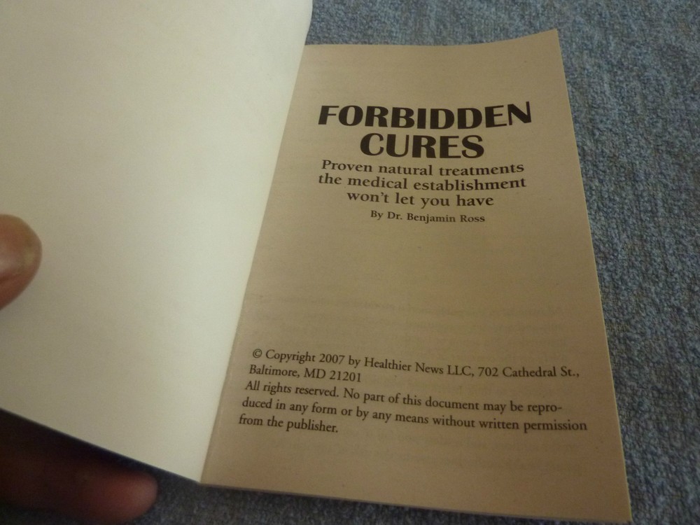 Fordidden Cures Paper Back Book