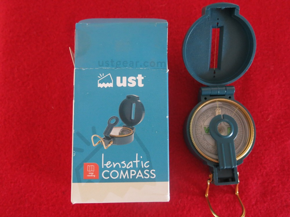 UST Lensatic Folding Compass Easy-to-Read Compact Luminous Shock-Resistant Case