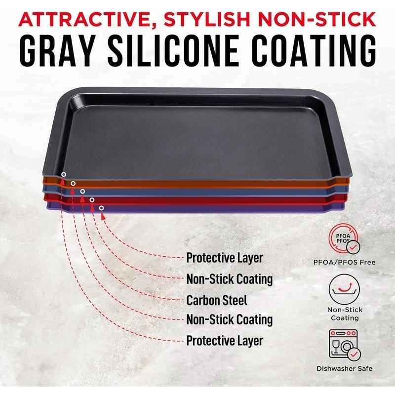 Nonstick Carbon Steel Baking Pan Set 6 Piece Bakeware Set Easy Clean Stackable