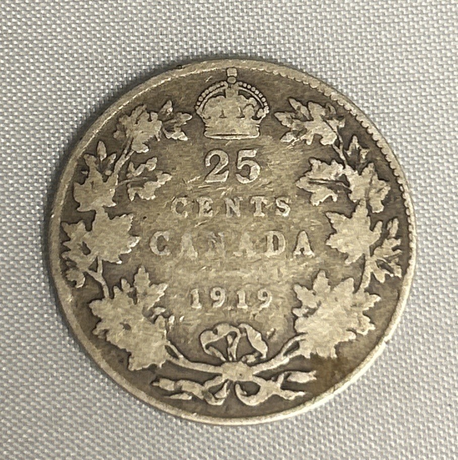 Canada 25 Cents 1919 Silver