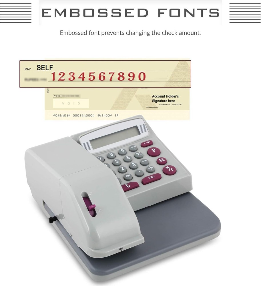 Electronic Check Writer with 12-Digit Display – Secure Printing for All Curre...