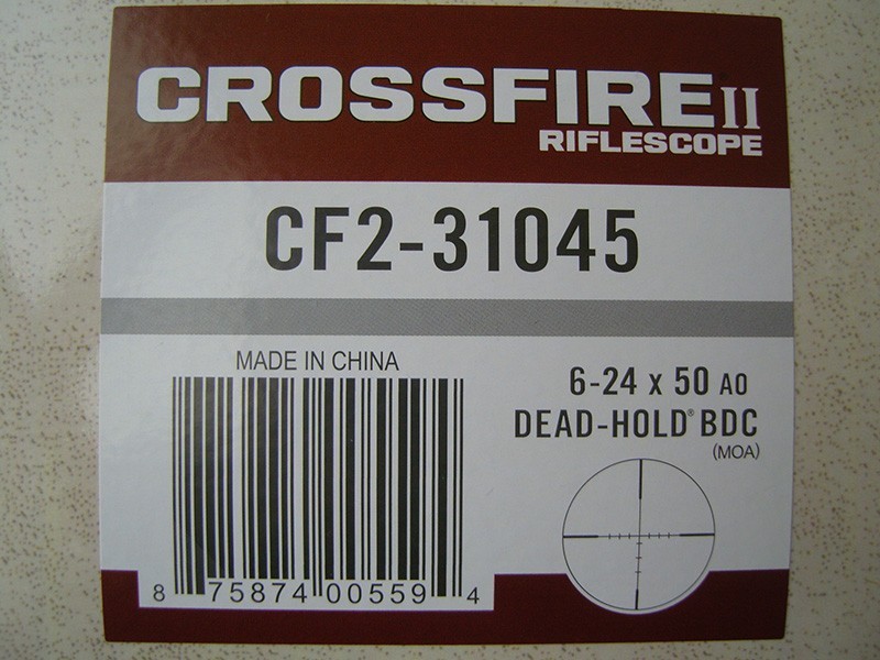 Vortex CF2-31045 Crossfire II 6-24x 50mm Adjustable Objective Dead-Hold BDC...