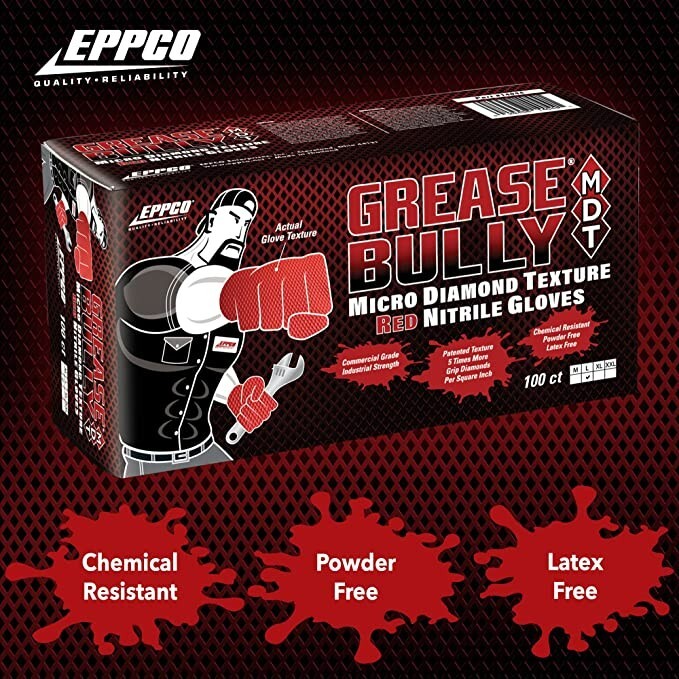 Grease Bully MDT Red Nitrile Gloves - 7MIL - 10 Boxes Per Case