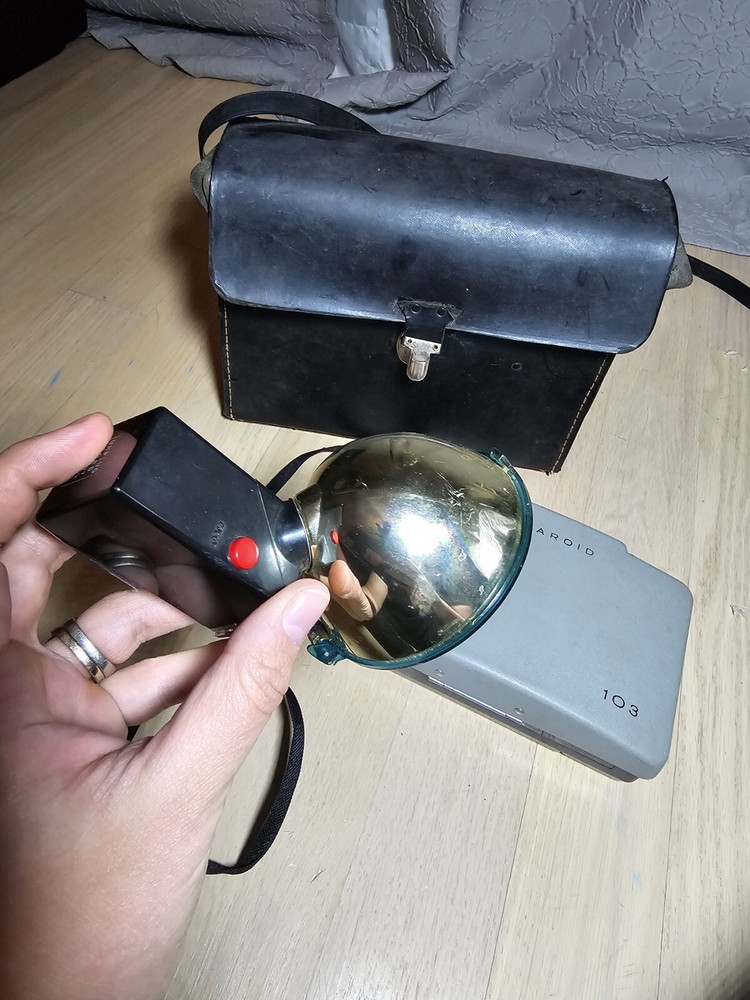 Vintage Polaroid Automatic 103 Folding Land Camera, Case, Strap & Accessories