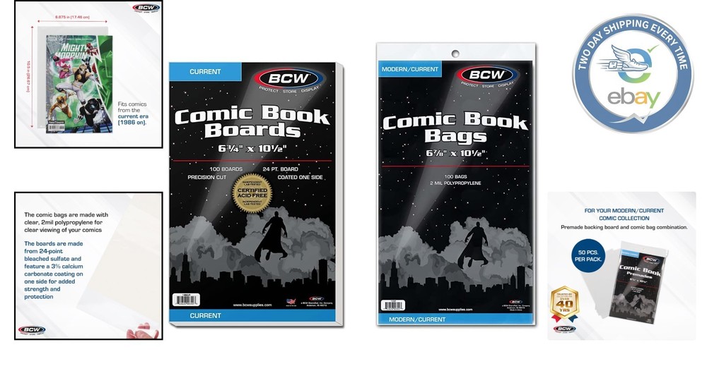 100 Polypropylene Comic Bags & Boards - Archival Quality, Crystal Clear