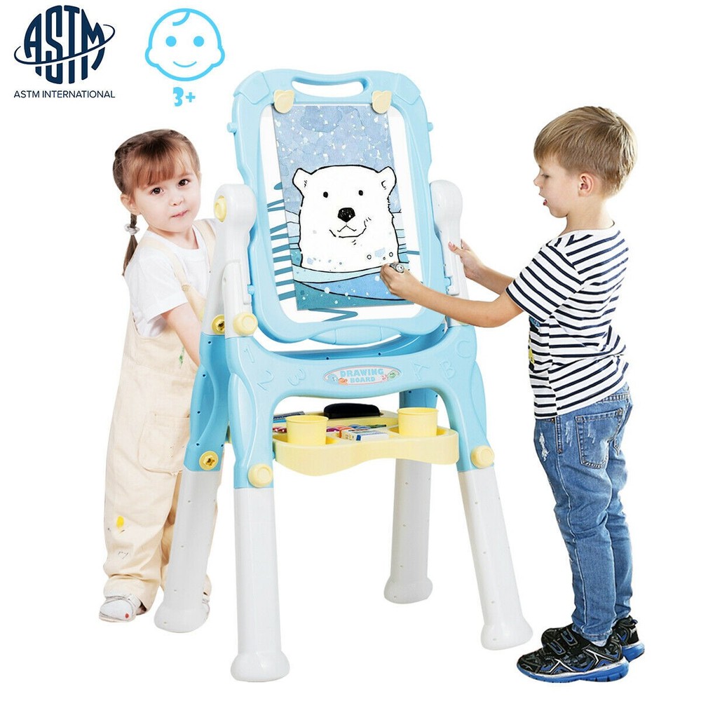 Kids Easel for Two Adjustable Height Double Sided Art Easel Blue