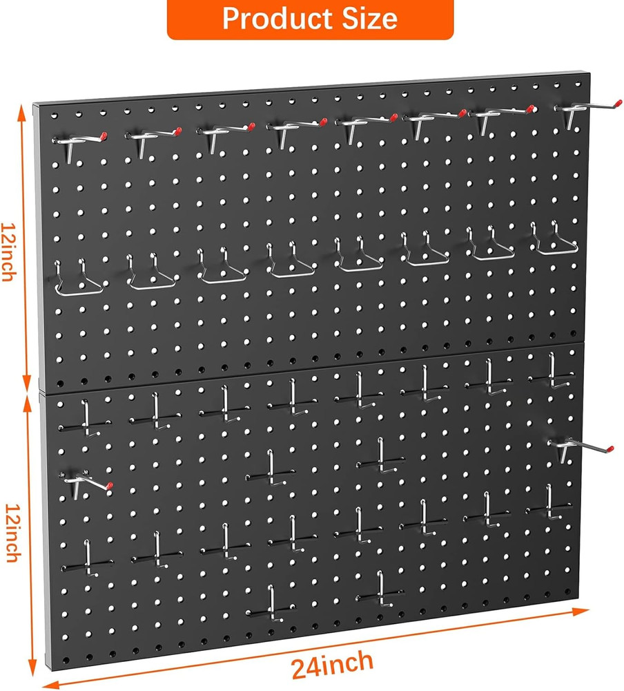 Metal Pegboard Wall Organizer - 70 PCS Tool Storage for Garage & Workbench
