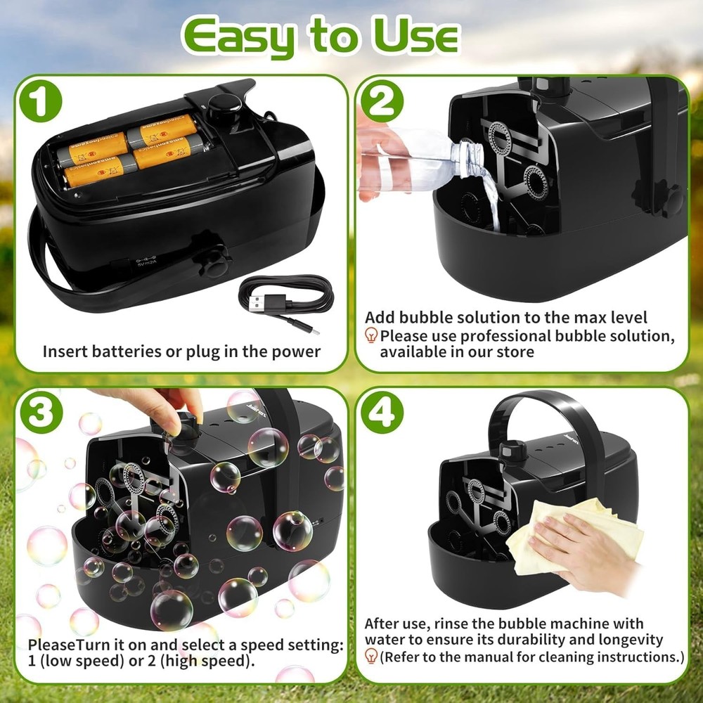 Bubble Machine Durable Automatic Blower, 18000+ Big Bubbles Per Black