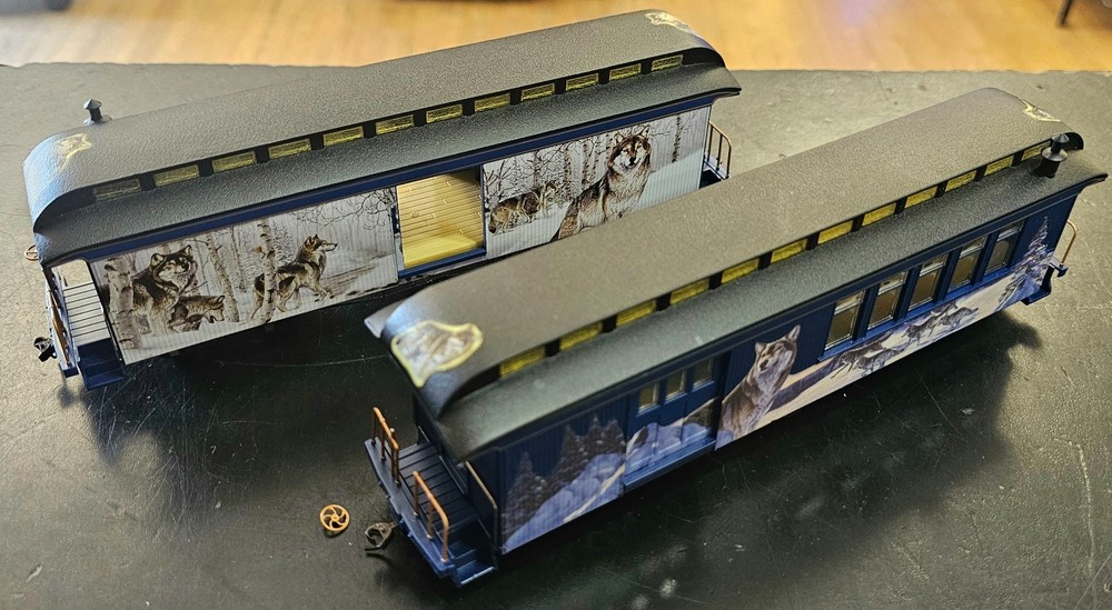 Hawthorne Village John Wayne Train AND Wolf Moonlight Express Train Set
