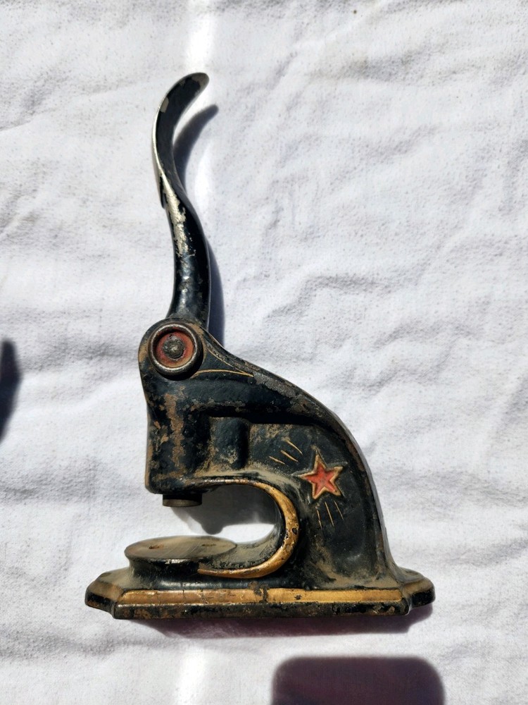 Vintage Cast Iron Notory Hand Press Embossing Machine