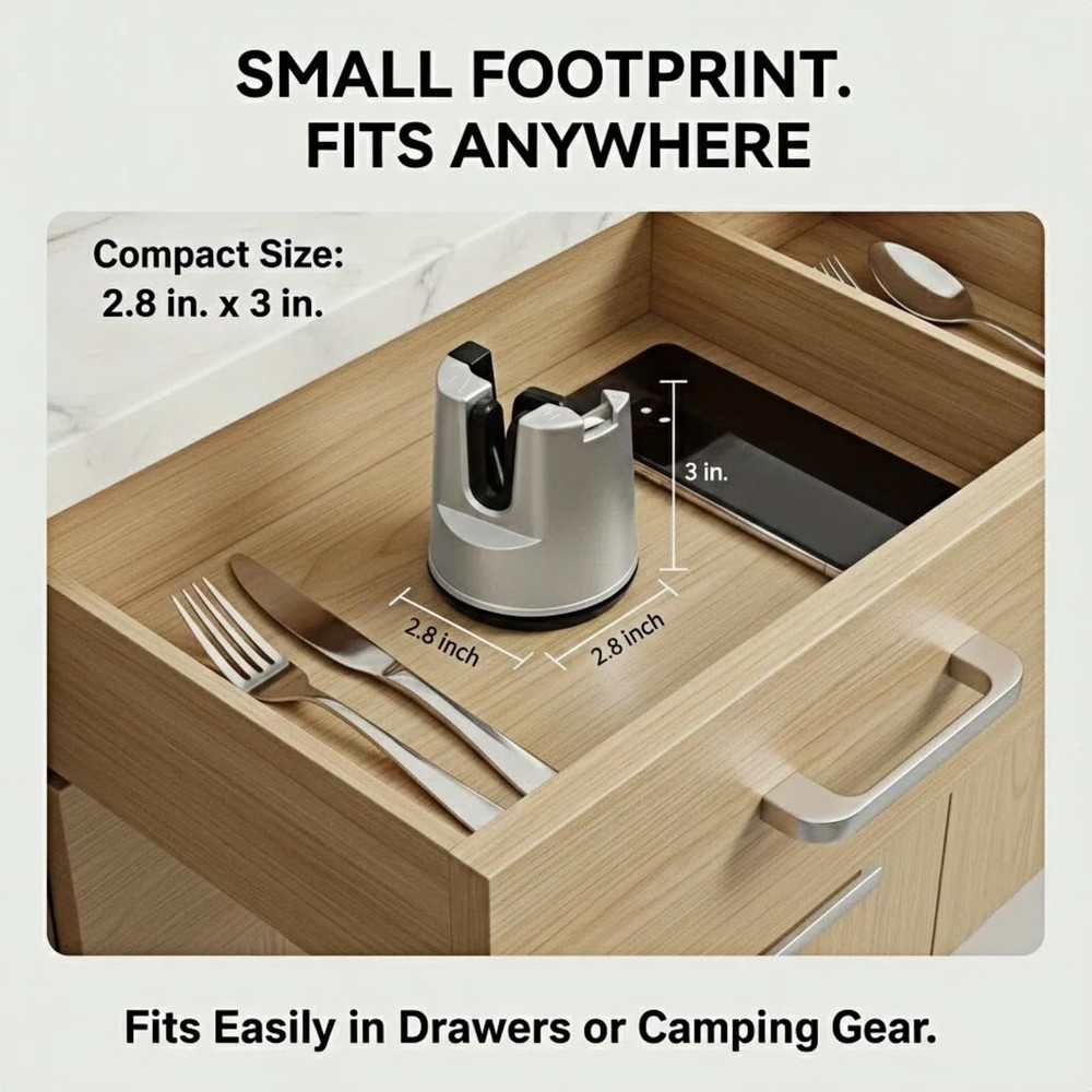 Knife Sharpener for Kitchen Knives, 3Stage Suction Cup Sharpening Tool for St...