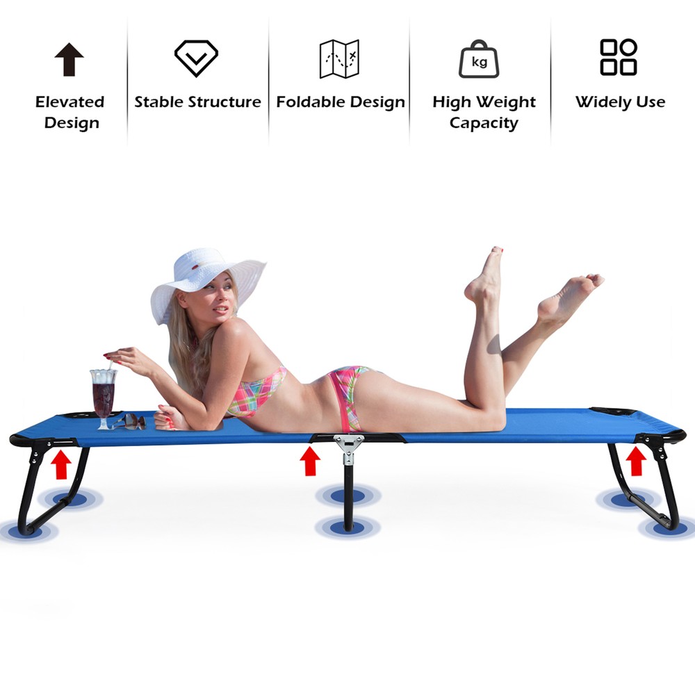 Blue Folding Camping Bed Outdoor Military Cot Sleeping