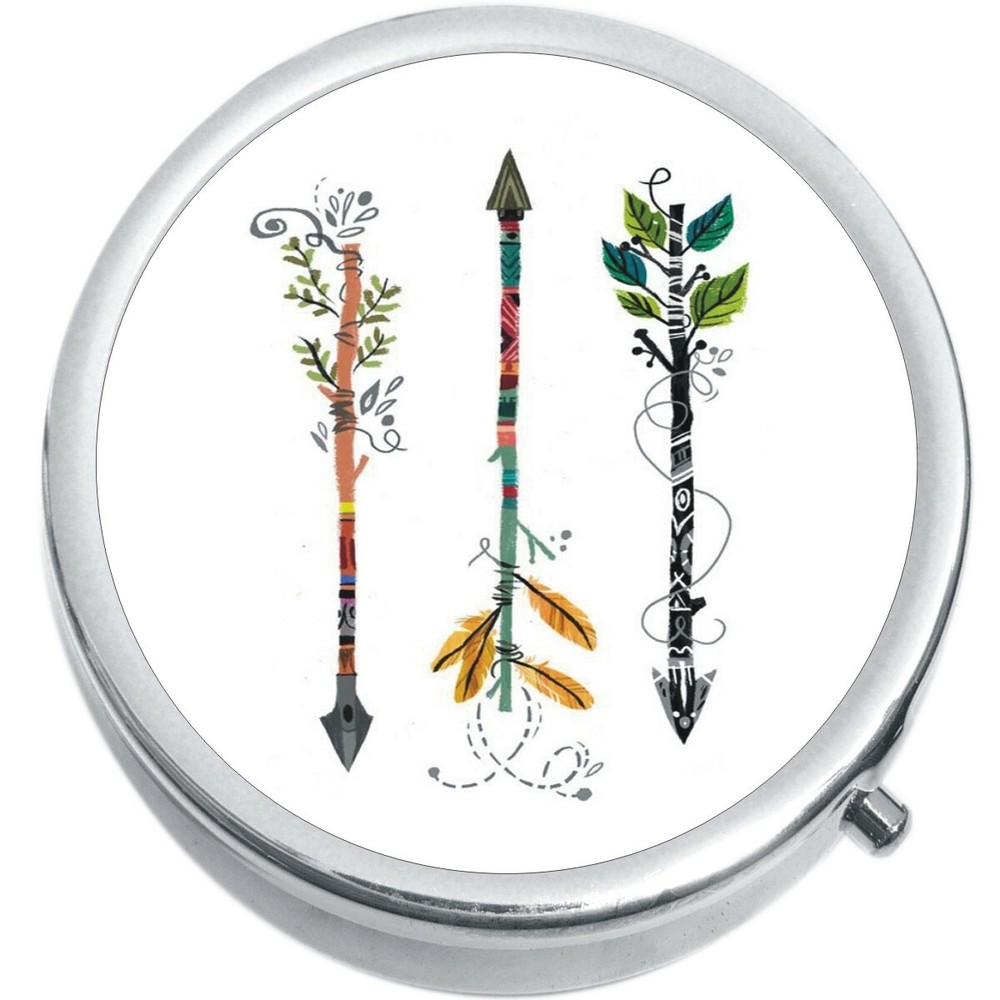 Fancy Arrows Medicine Vitamin Compact Pill Box