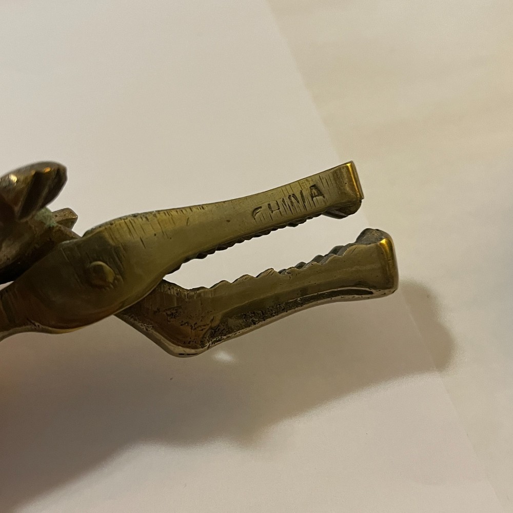 Vintage Brass Alligator Nutcracker 8" Figural Crocodile Kitchen Tool