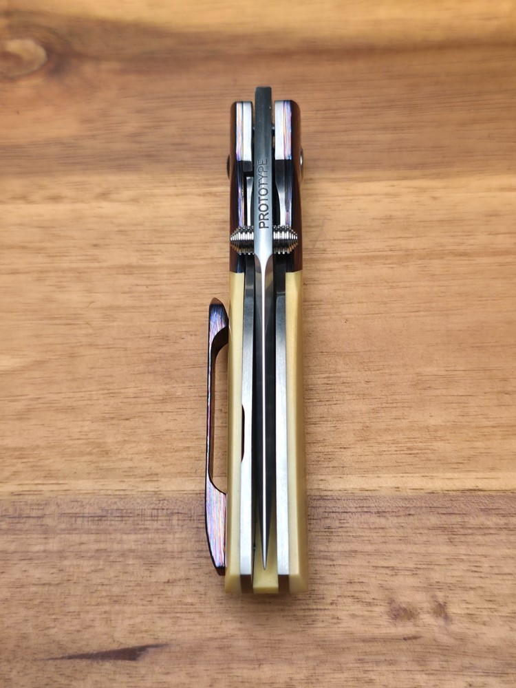 Chad Nell Custom Nevada Jr. Prototype Front and Thumbstud Flipper Knife.