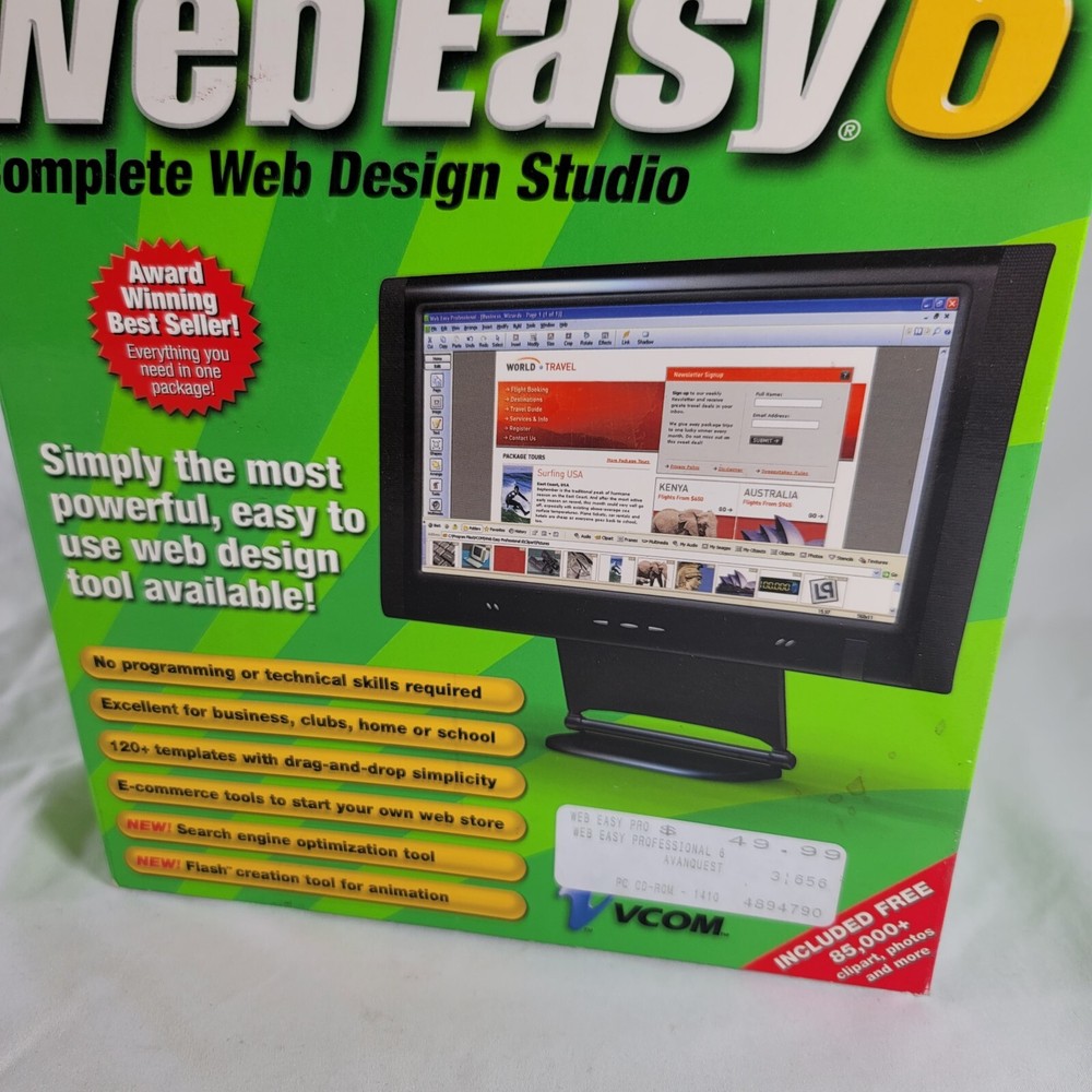 Professional Web Easy 6 New In Box Vcom Windows 98, ME, 2000, XP