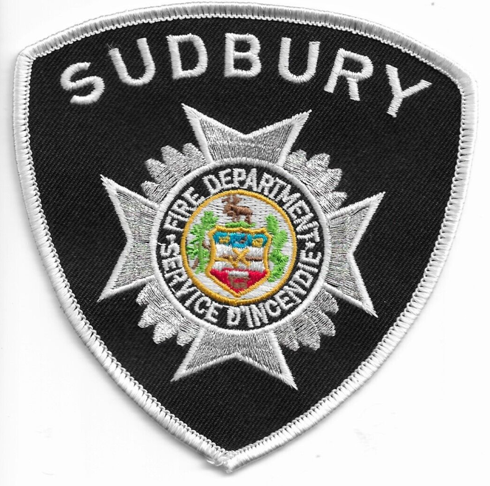 Sudbury Fire Dept., Ontario (white), Canada (4" x 4.25" size) fire patch
