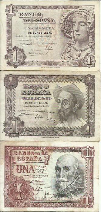 SPAIN LOT 3x 1 PTA. SET-COLLECTION 3 DIFFERENT. VF  CONDITION. 3RW 8MAY