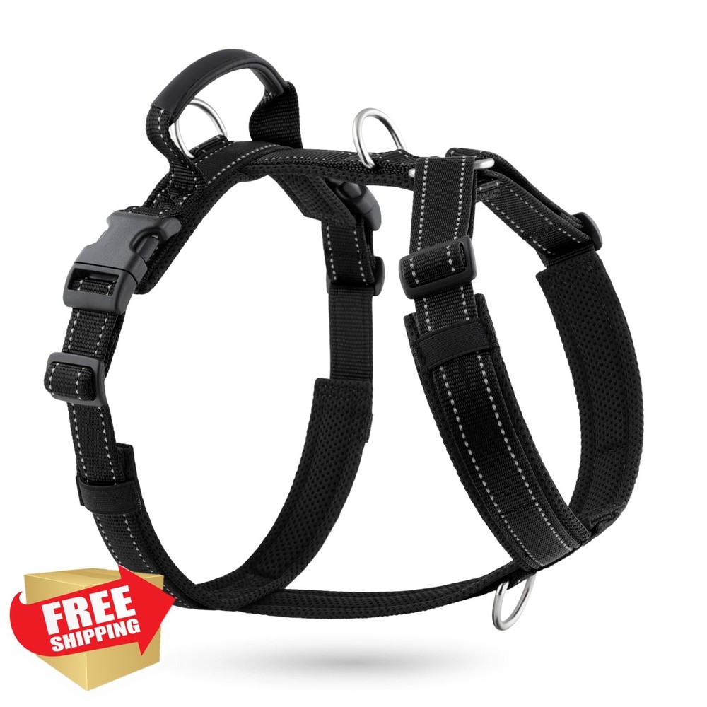 APakBak Dog Harness S Black Mesh Padded No Pull Front Clip