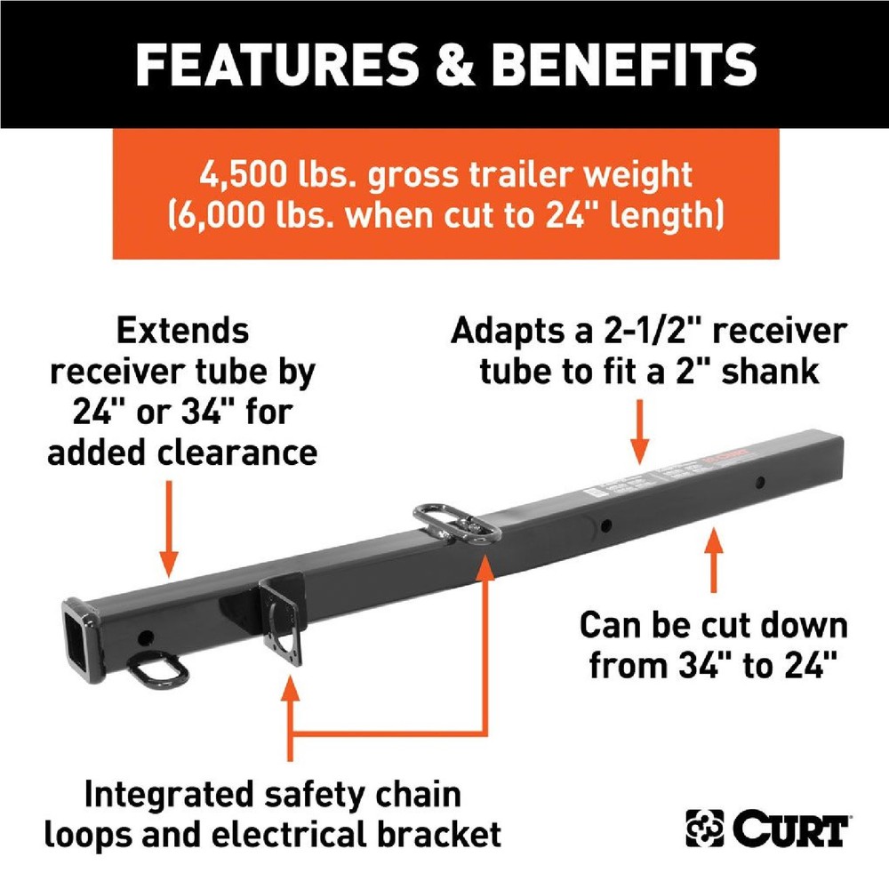 CURT 45048 RECEIVER ADAPTERS/EXTENDERS
