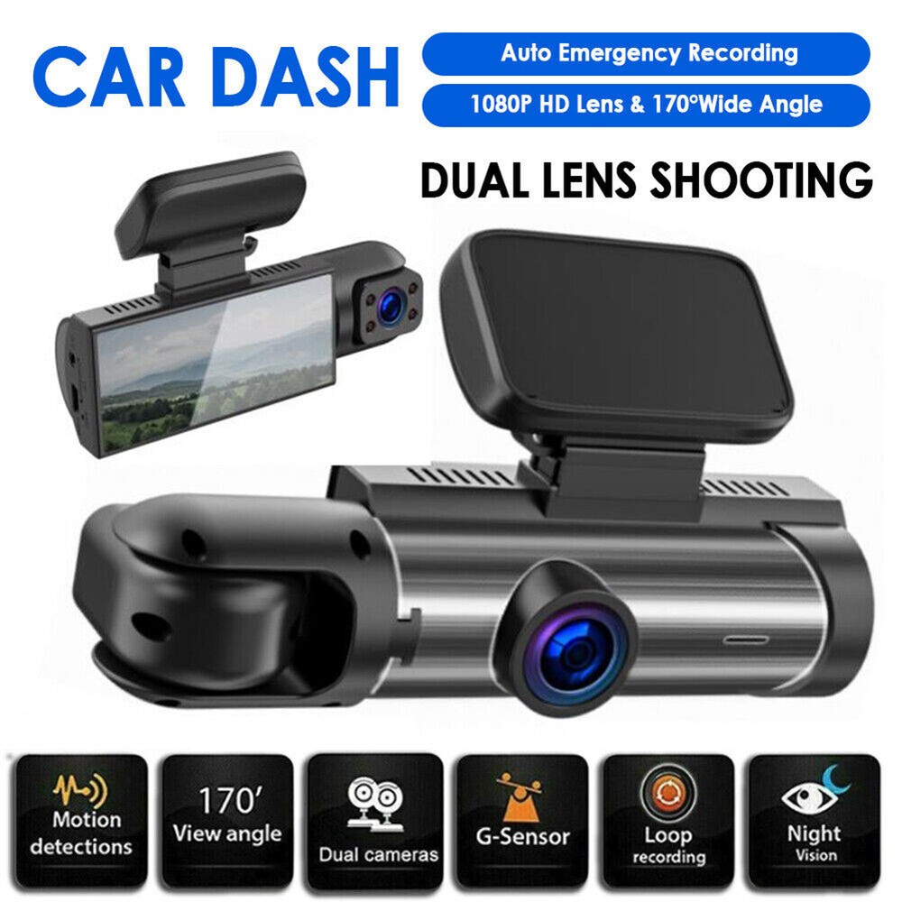 Car DVR Dashcam Driving Recorder G-sensor HD Front Inside Camera 170° Wide Angle