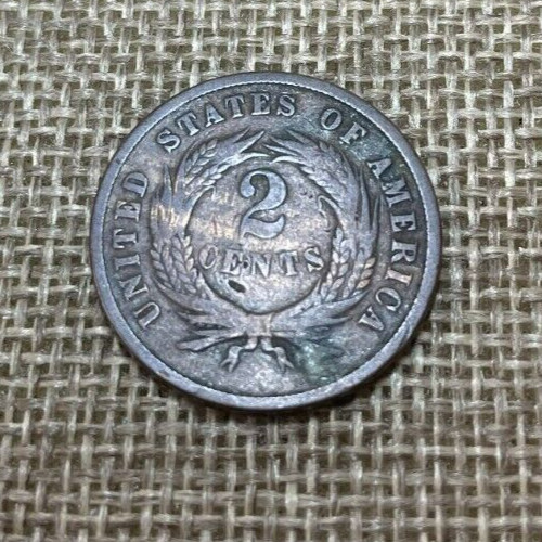 1866 2 Cent Piece Philadelphia G Solid Coin #792