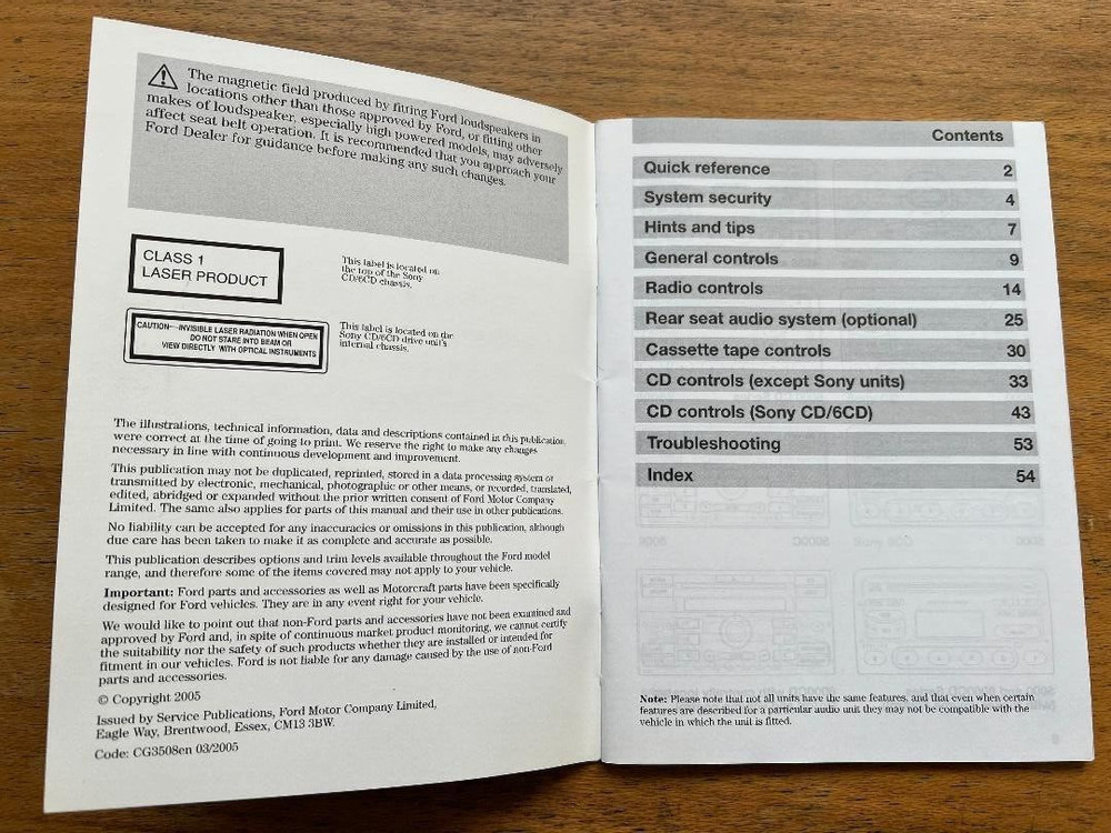 Ford Audio Owners Handbook/Manual