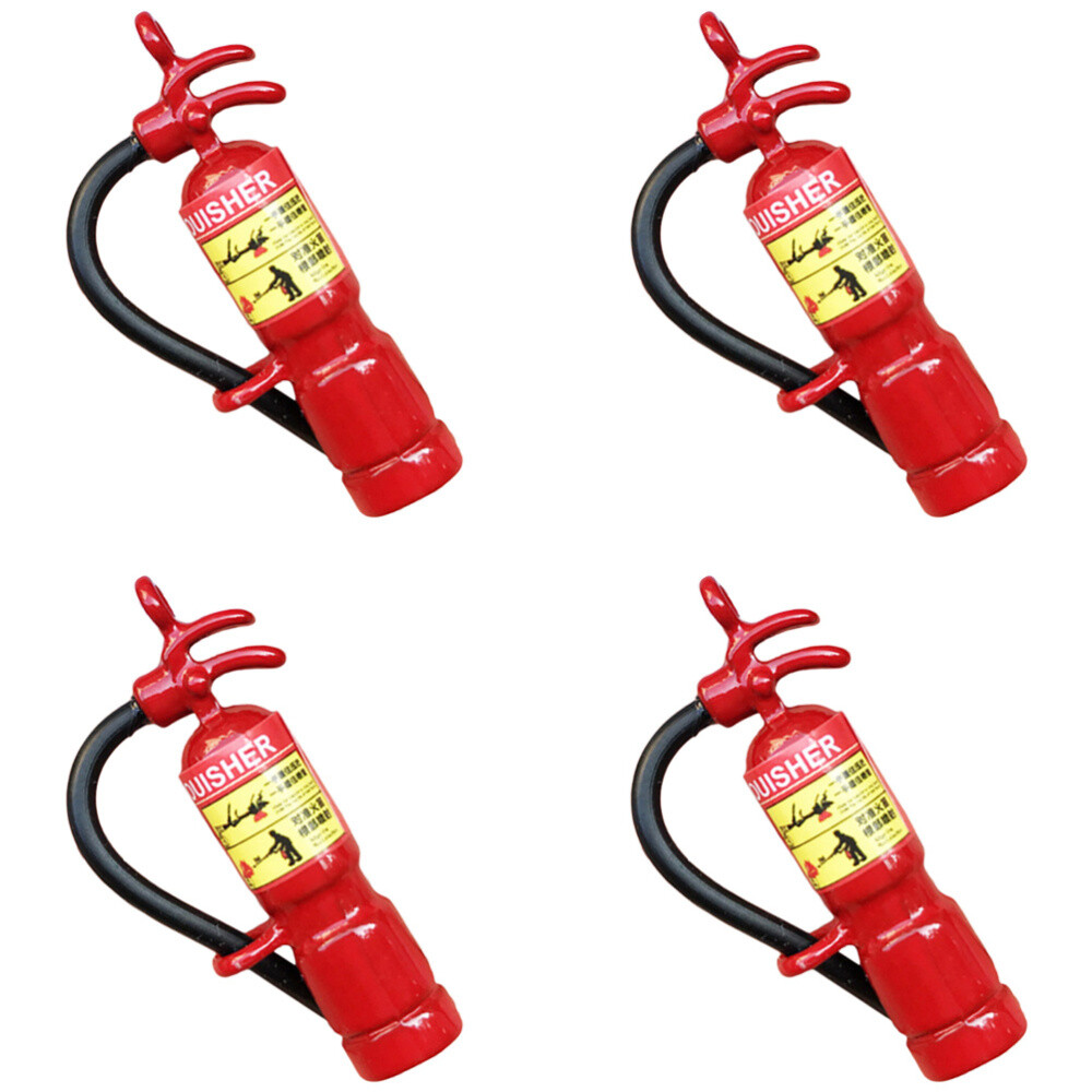4 Pcs Mini Fire Extinguisher Model Miniature Extinguishers Metal Toy