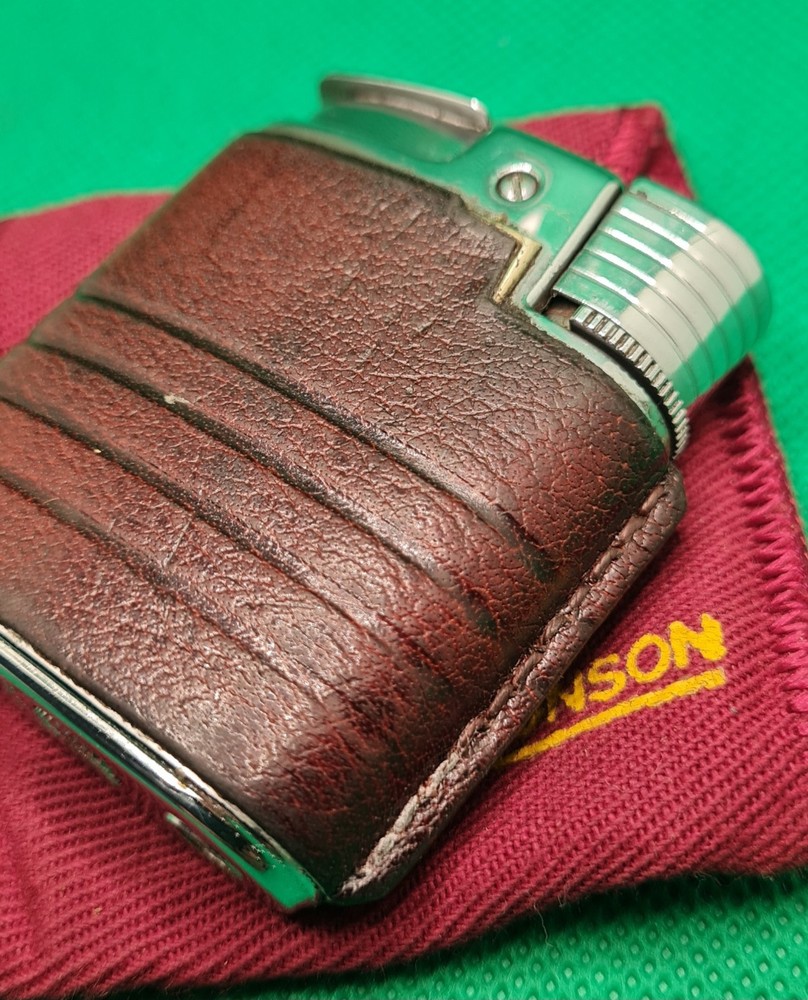 60 Years Old + Astounding Condition Ronson Gas Lighter Leather Bound Working