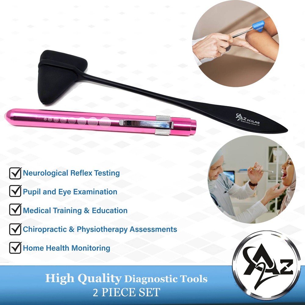 NEUROLOGICAL PERCUSSION REFLEX TAYLOR HAMMER + DIAGNOSTIC PEN LIGHT PENLIGHT