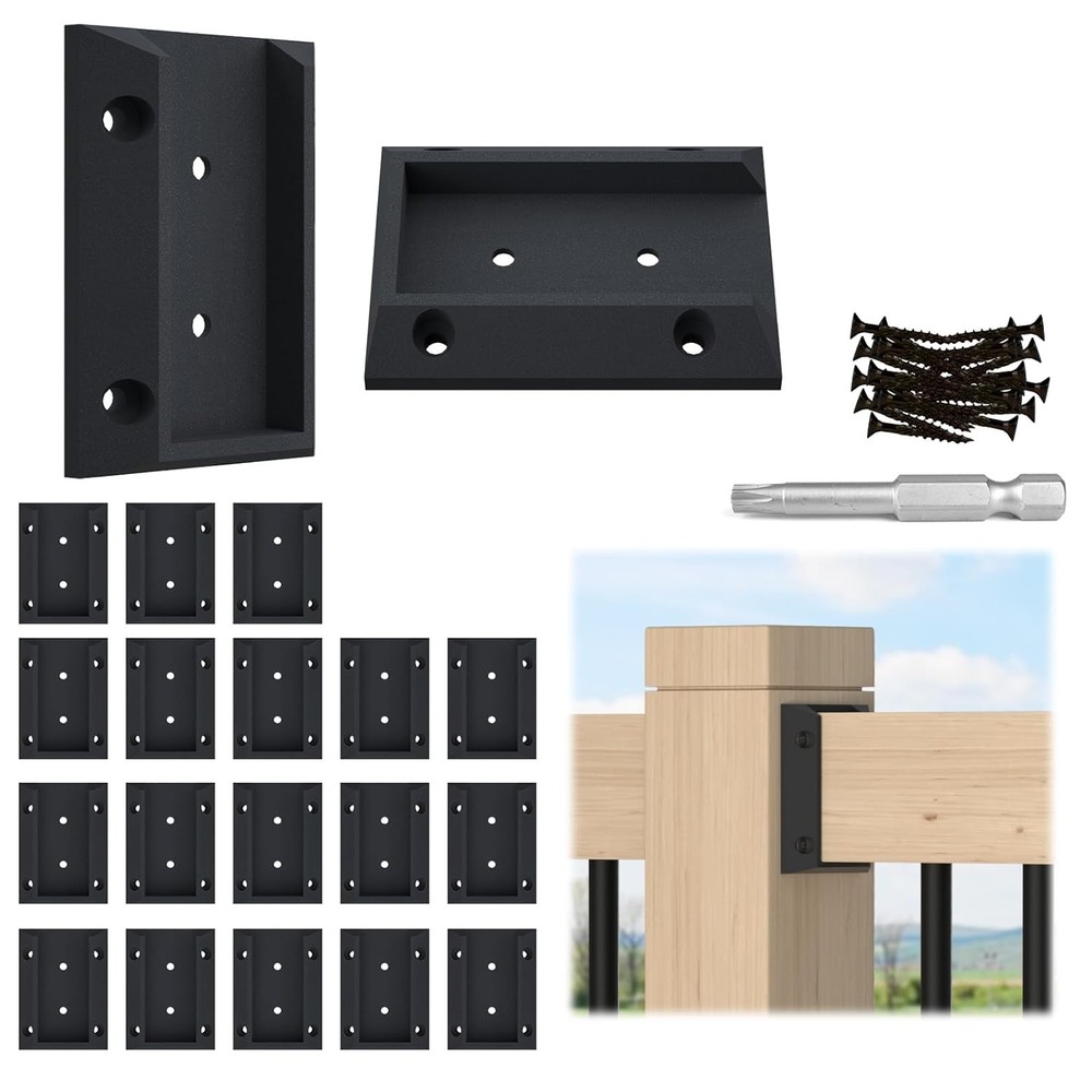 20Pcs Deck Railing Brackets Connectors Rail Support Kit for 2x4 (1.5"×3.5") W...