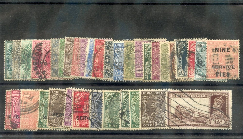 INDIA  1882-1943 37 DIFFERENT F-VF USED ------