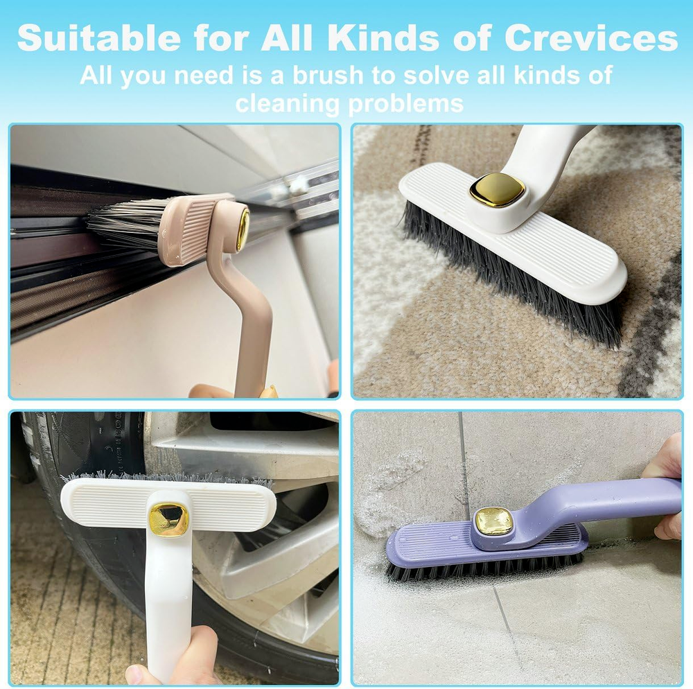 2 Pcs Multi-Function Hard Bristle Crevice Cleaning Brush, 360-Degree Rotating
