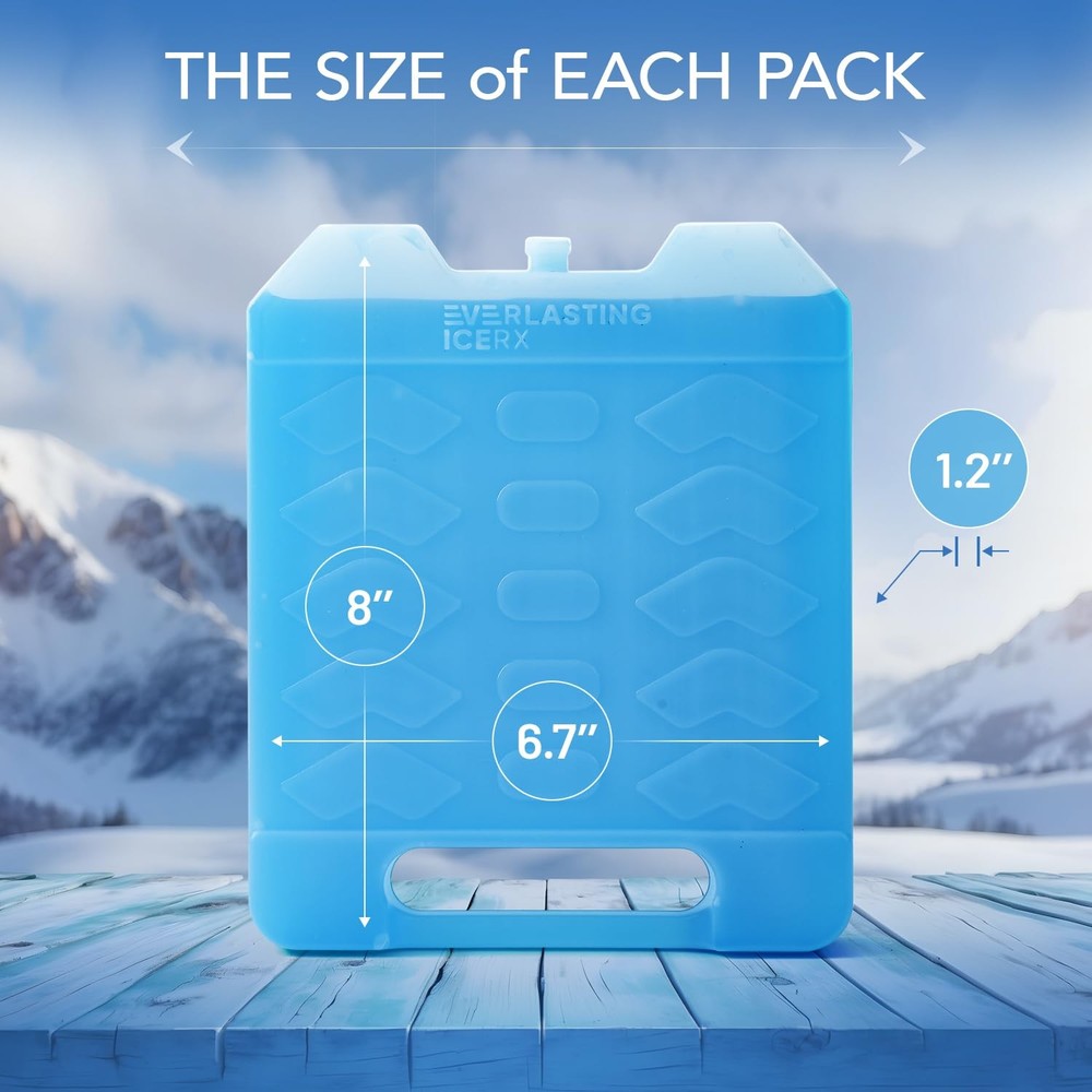 Large Reusable Ice Packs for Cooler with Handle (4 Pack) Long Lasting Coolnes...