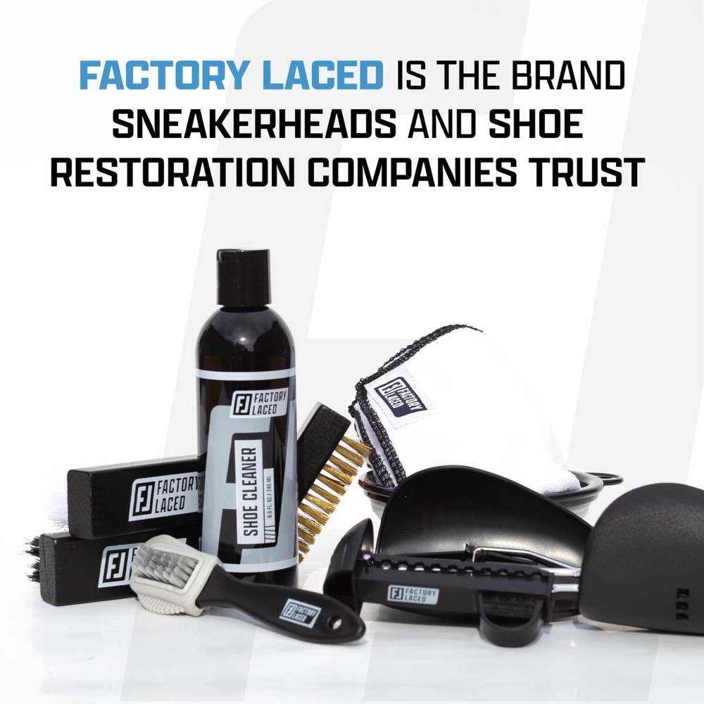 Shoe Cleaning Kit - 8oz Solution, 4 Brushes, Trees & Towel for All Materials