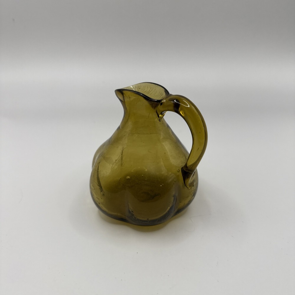 Small Amber Hand Blown Pitcher
