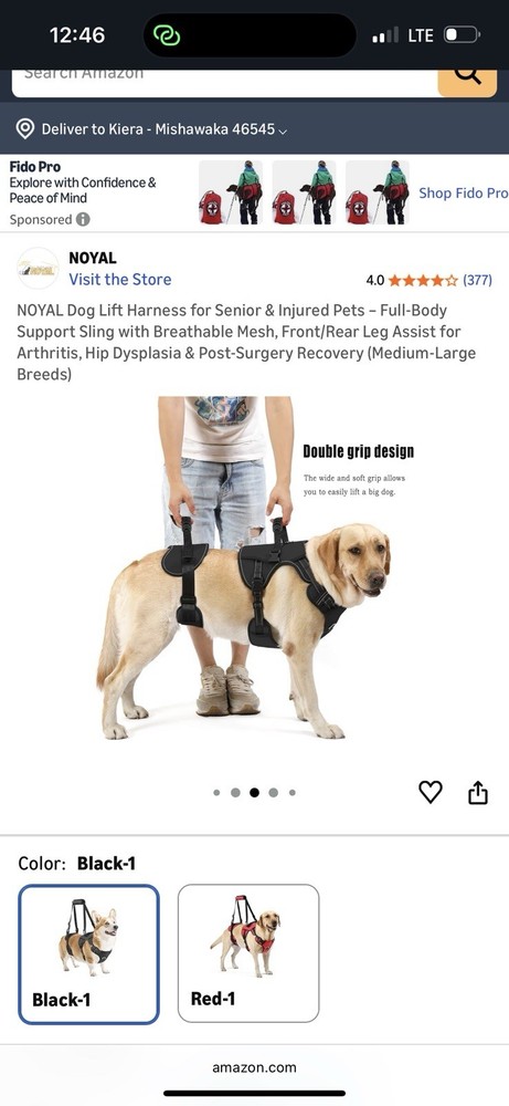 NOYAL Dog Lift Harness Full Body Support Medium-Large