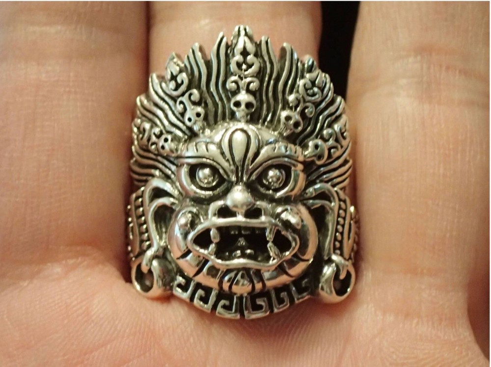 Mahakala ( Protector god) Sterling Ring  sz 11.25
