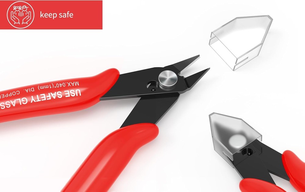 HongWay 5pcs Wire Cutters, Micro Flush Cutters with Spring, Cutting Red