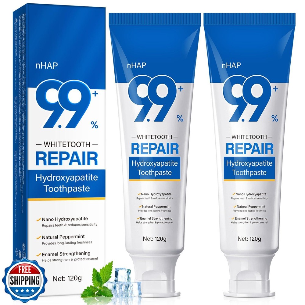 9.9% Hydroxyapatite Toothpaste - 2 Pack, Protects Enamel and Strengthens Teet