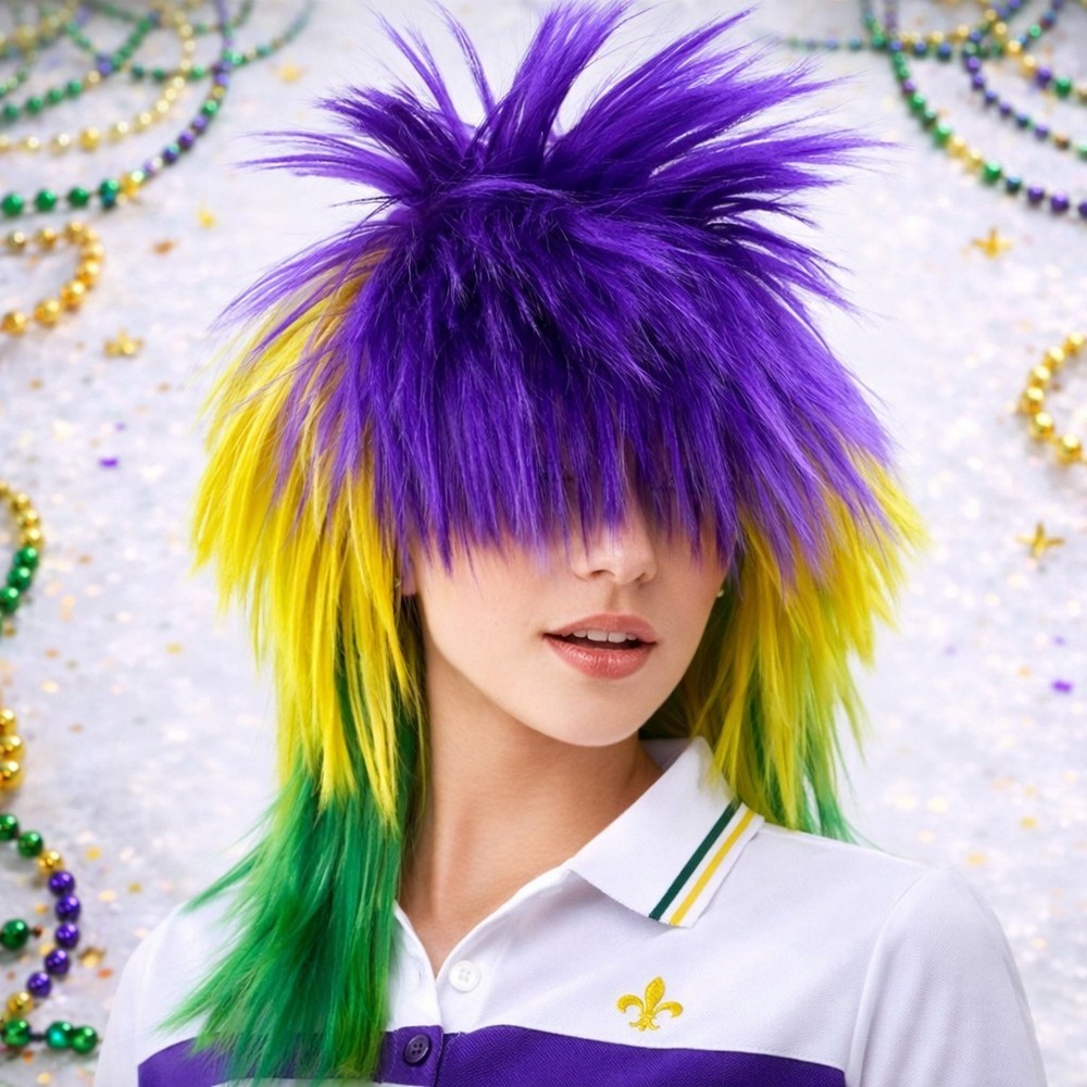 Mardi Gras Unisex Multi-Colored Punk Wig